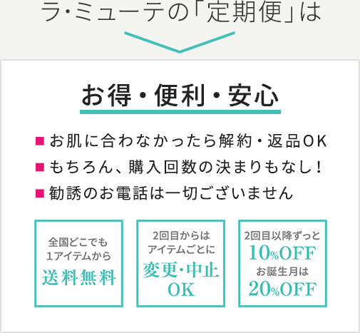 ラ・ミューテの「定期便」は、お得・便利・安心